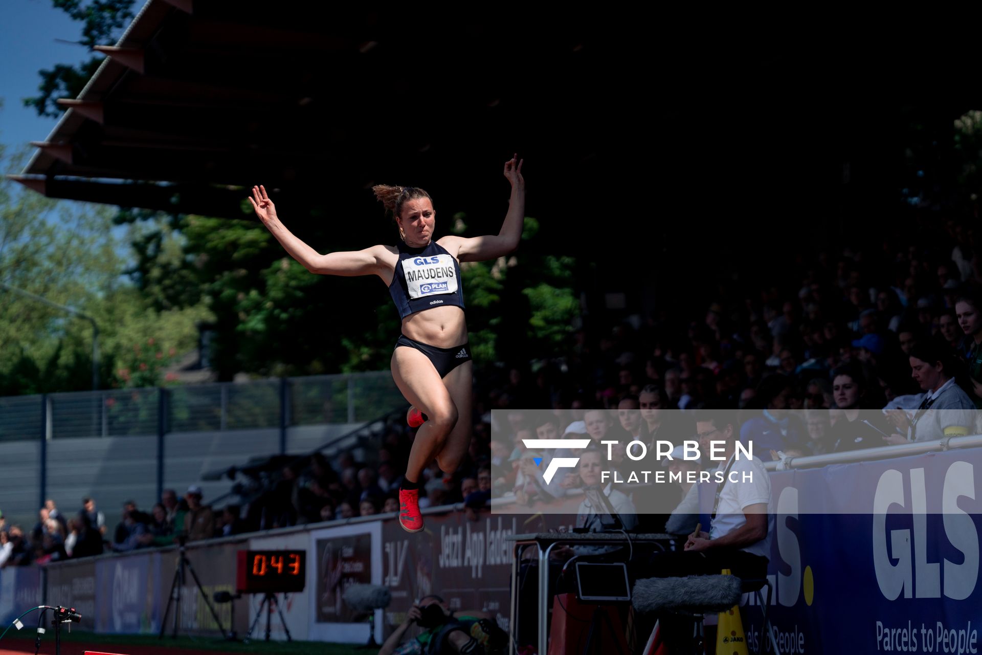 Hanne Maudens (BEL) beim Weitsprung am 08.05.2022 beim Stadtwerke Ratingen Mehrkampf-Meeting 2022 in Ratingen
